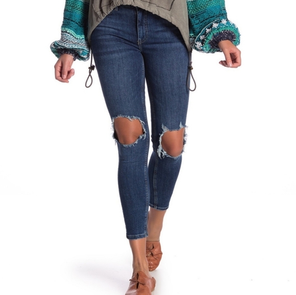 Free People Denim - free people high rise busted skinny jeans